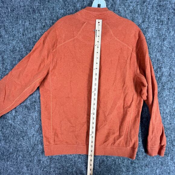 Tommy Bahama Sweater Mens Large Orange Reversible Heavyweight Quarter Zip Ribbed - Picture 10 of 11